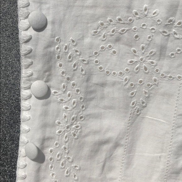 Vintage Linen Eyelet Lace Trimmed Dress Jacket - Picture 6 of 7